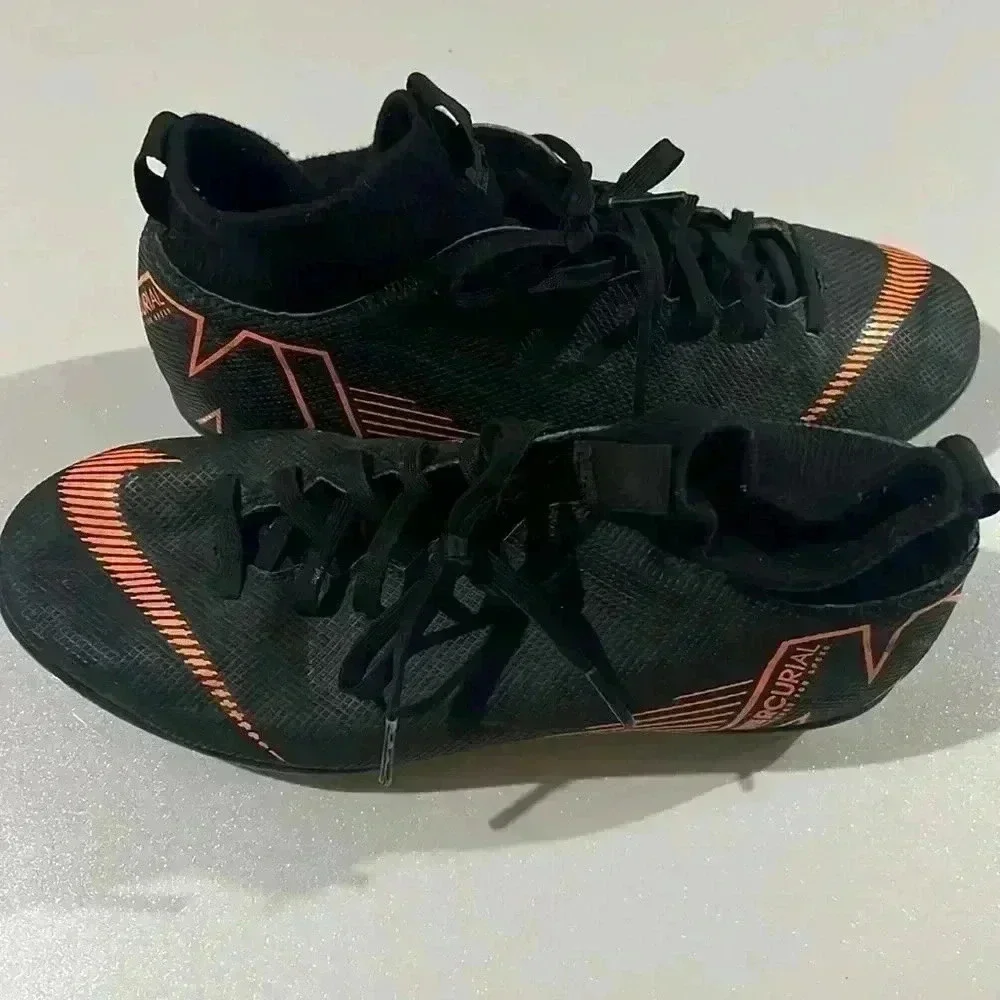 Nike Mercurial Fly Knit Soccer Cleats Black/Orange youth sport shoe football 6